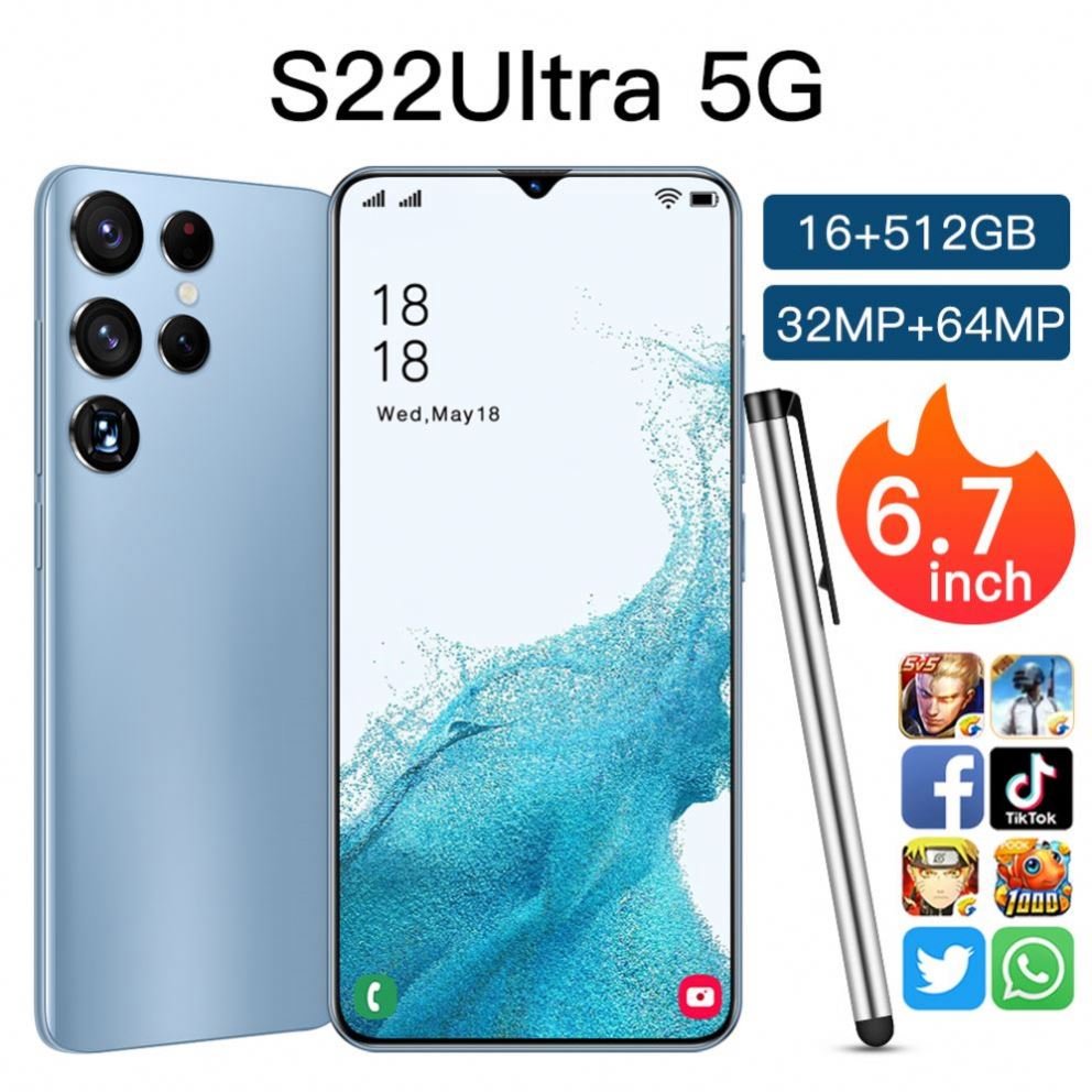 2022 Global Version 7.2" HD S22 Ultra Real New Unlock Phone 2MP+5MP 2+16GB MTK6580P 3G 3000mAh Android Smartphones